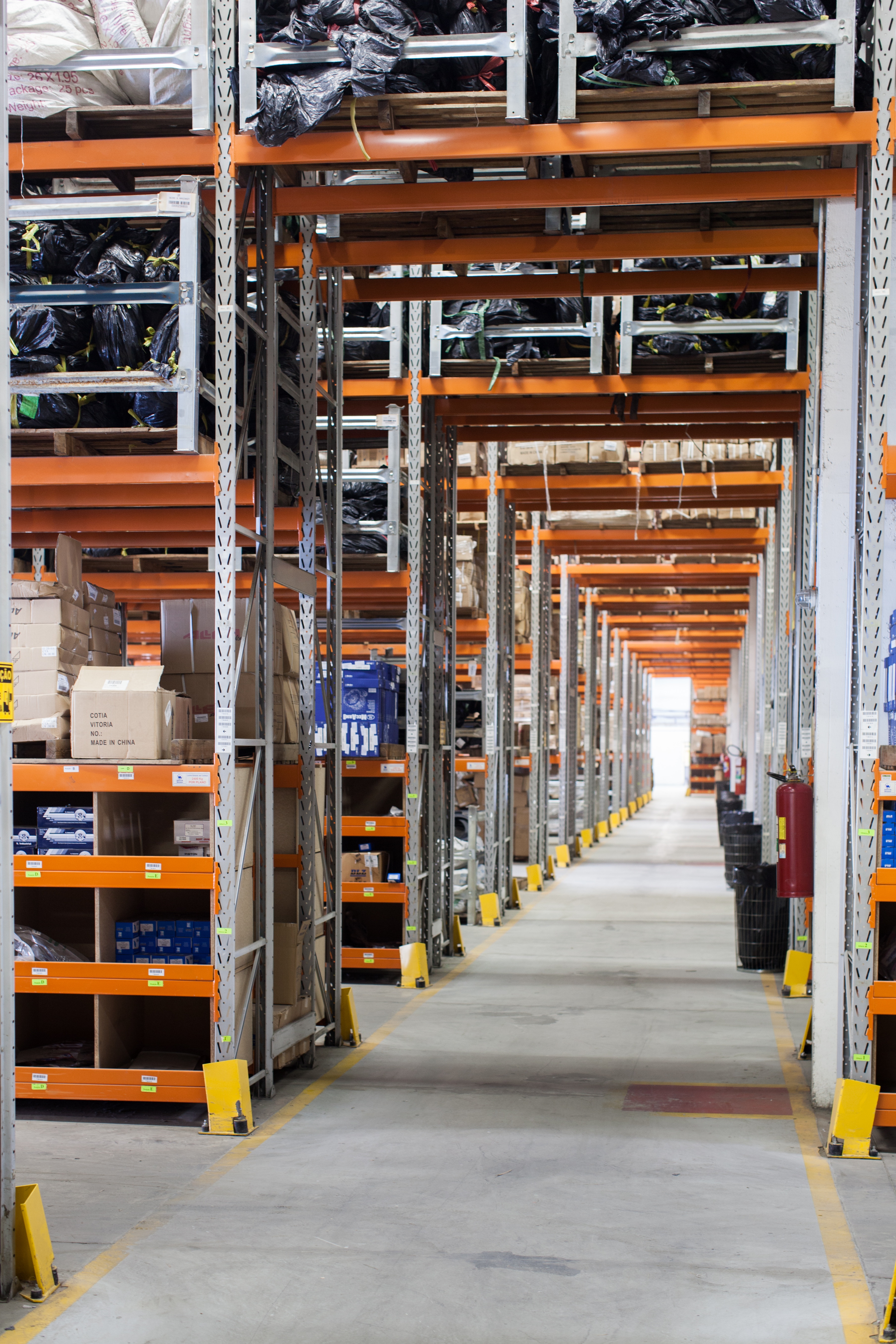 Pallet racking shelves in warehouse