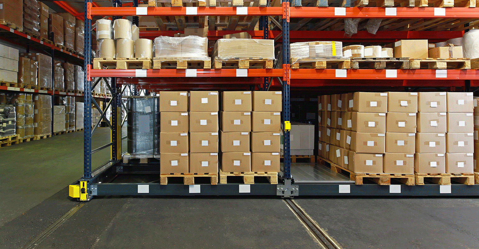 boxes sitting in pallet racking system